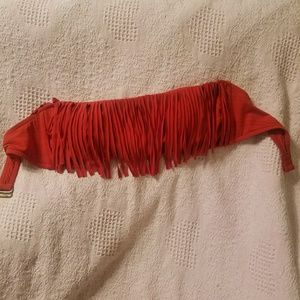 Fringe bandeau bathing suit top